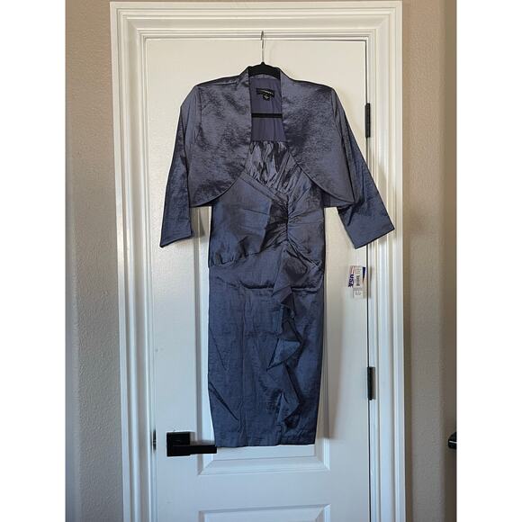 R&M Richard’s Midnight Blue & Black Paisley 2 Pc Dress Blazer Size 6 - Picture 2 of 9